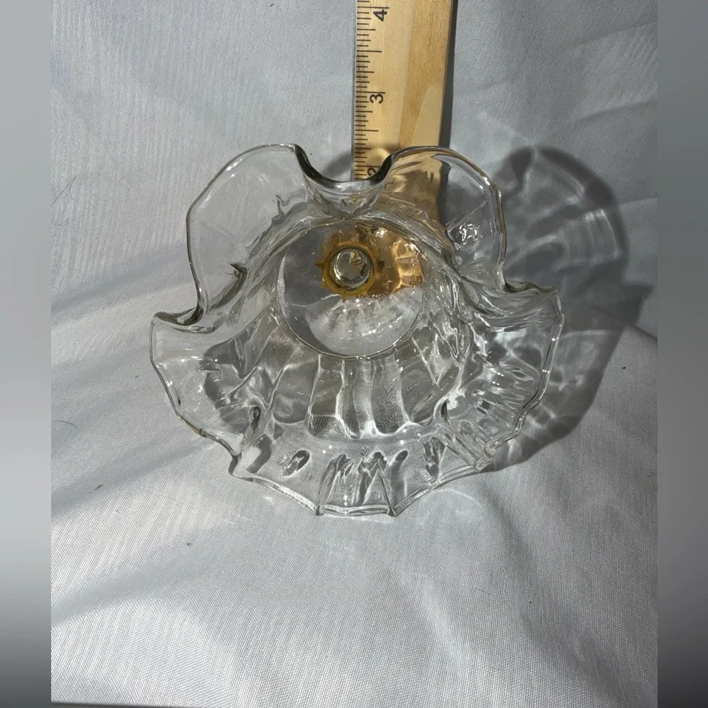 Vintage 4" Clear Art Glass Bell – Ruffled Skirt - Picture 3 of 5